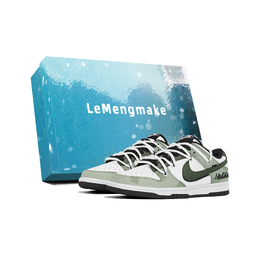 Nike Кроссовки для скейтбординга Dunk Dust Collection, износостойкие, низкие, мужские, зеленые, белые dd1391-100(team496-素染青枝s-box) | white