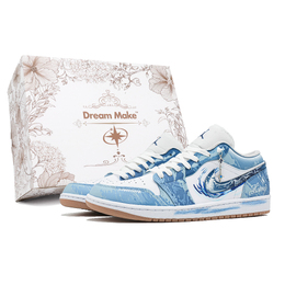 Jordan Баскетбольные кроссовки Air 1 Vintage, низкие, белые, мужские 553558-146(team740-山海经礼盒版) | mountains and seas w-box