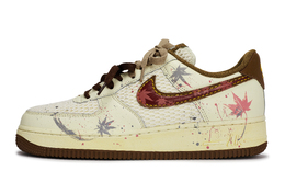 Nike Кроссовки Air Force 1 Yituyaa, One Leaf Spring Fall, износостойкие, низкие, для скейтбординга, мужские, бежевые, серые, красные ib7719-113(team1059-男款一叶春秋) | beige gray red