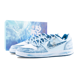 Nike Кроссовки для скейтбординга EBERNON Deep Sea Secret Realm, износостойкие, низкие, мужские, белые, синие if0847-141（team626-深海秘境-sbox） | white blue (special box)