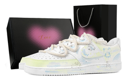 Nike Кроссовки Court Vision 1 Ink Stain Bear Heart Box, износостойкие, низкие, для скейтбординга, мужские, желто-синие dh2987-101(team529-墨迹涂熊-爱心礼盒) | yellow blue