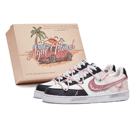 Nike Кроссовки для скейтборда Court Vision 1 Lively Island, Box, Dreams Of The Shallow Low Top, мужские, розовые, белые dh2987-101(team799-梦忆之浅s-box) | pink white