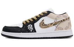 Jordan Баскетбольные кроссовки Air 1 Vintage, низкие, мужские, цвет: черный/белый/бежевый 553558-165（team1051-龙跃金鳞） | black white yellow