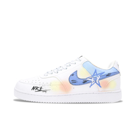 Nike Кроссовки Court Vision Rainbow Brush Stroke легкие и дышащие, низкие, мужские, для скейтбординга, синие, желтые, белые dh2987-101（team646-彩虹笔触） | blue yellow white
