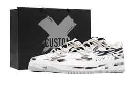 Nike Мужские кроссовки для скейтбординга Air Force 1 Ink Rain в китайском стиле, износостойкие, цвет черный, белый fj4146-100（team218-墨雨s-box） | white