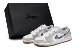 Jordan Баскетбольные кроссовки Air 1 Vintage, низкие, мужские, серые/белые/коричневые 553558-146(team80-男款海岸线s-box) | gray white brown