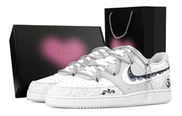 Nike Кроссовки Court Vision Redemption, Heart Box, износостойкие, низкие, для скейтбординга, мужские, белые, серые hm9862-002(team773-救赎者-爱心礼盒) | white gray