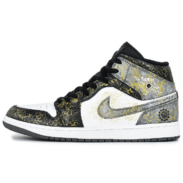 Jordan Износостойкие и легкие баскетбольные кроссовки Air 1 Mid Top Vintage для мужчин, черные, белые, серые dq8426-001(team96-黑金战甲) | black white gray