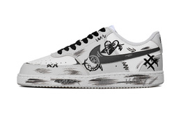 Nike Кроссовки Court Vision Ultimate Custom, серые, износостойкие, с низким верхом, для скейтбординга, мужские, черно-бело-серые hm9862-002(team1105-男款灰色涂鸦) | black white gray