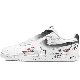 Nike Кроссовки Court Vision 1 Low Next Nature Graffiti Daily, износостойкие, низкие, для скейтбординга, мужские, черные, белые, красные dh2987-101（team307-涂鸦日报) | white