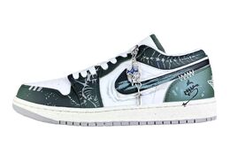 Jordan Баскетбольные кроссовки Air 1 Punk Card, износостойкие, винтажные, низкие, цвет: меловой, темно-зеленый fq7687-300(team528-白垩纪) | dark green