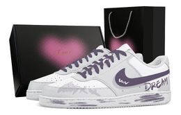 Nike Кроссовки Court Vision Mystic Realm Heart Box с низким верхом, устойчивые к истиранию, для скейтбординга, мужские, белые, фиолетовые hm9862-002(team773-秘境-爱心礼盒) | white purple