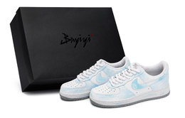 Nike Кроссовки для скейтбординга Air Force 1, мужские, низкие, белые/синие fj4146-100(team80-男款天青映玉s-box) | white blue
