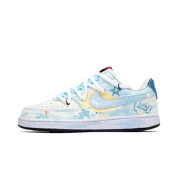 Nike Кроссовки Court Vision 1 Doodle Notes с амортизацией, износостойкие, низкие, мужские, для скейтбординга, сине-белые dm1187-101(team1027-涂鸦笔记) | light blue