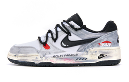 Nike Кроссовки для скейтбординга Full Force Red Graffiti, износостойкие, низкие, мужские, черные, серые, красные fb1362-101（team717-赤彩涂鸦） | black gray red