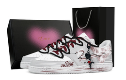 Nike Кроссовки Court Vision Whisper, Heart Box, износостойкие, низкие, для скейтбординга, мужские, белые, серые, красные hm9862-002(team529-低语-爱心礼盒) | white gray red