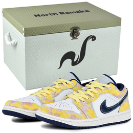 Jordan Износостойкие и легкие баскетбольные кроссовки Air 1 Vintage Low Top, мужские, белые, желтые ih0648-141(team96-夏日来信s-box) | summer letter-gift box 1