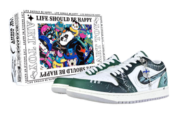 Jordan Баскетбольные кроссовки Air 1 Punk Card, износостойкие, винтажные, низкие, цвет: меловой, темно-зеленый fq7687-300(team528-白垩纪r-box) | dark green
