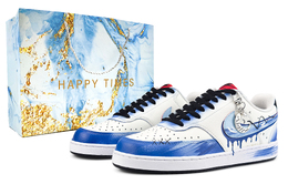 Nike Износостойкие и легкие низкие кроссовки для скейтбординга Court Vision 1, мужские, сине-белые dm1187-101(team173-夜海星沙lucky蓝) | blue white