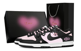 Nike Кроссовки для скейтбординга Dunk Wet Magic Puppy, Heart Box, износостойкие, низкие, мужские, черно-розовые dd1391-100(team529-濡魔噗噗-爱心礼盒) | black pink