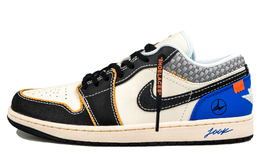 Jordan Баскетбольные кроссовки Air 1 RISK Lightning Blue, износостойкие, винтажные, низкие, мужские, черно-синие hq3437-101(team27-男款闪电蓝) | black blue