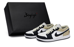 Jordan Баскетбольные кроссовки Air 1 Vintage, низкие, мужские, цвет: черный/белый/коричневый 553558-153(team80-男款草木生花s-box) | black white brown