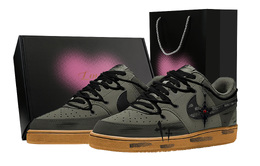 Nike Кроссовки Court Vision 1 Gothic Mystical Forest, Heart Box, износостойкие, низкие, для скейтбординга, мужские, черные, чернильно-зеленые cd5463-300(team459-哥特诡林-爱心礼盒) | black ink green