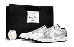 Jordan Баскетбольные кроссовки Air 1 Cloud Feather Shadow Shock Absorbers Low Top Vintage, мужские, черные, белые, серые 553558-132(team285-云翎掠影礼袋) | black white gray