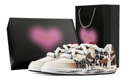 Nike Кроссовки Court Vision 1 Ruined City, Heart Box, износостойкие, низкие, для скейтбординга, мужские, коричневые, белые dm1187-101(team529-废城-爱心礼盒) | brown white