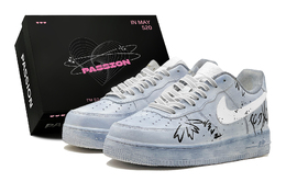 Nike Кроссовки для скейтбординга Air Force 1, мужские, низкие, черные cw2288-111(teams1-浸染涂鸦s-box) | steel blue