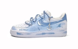 Nike Кроссовки Air Force 1 для скейтбординга, износостойкие, низкие, мужские, сине-белые cw2288-111(team11-鲨鱼巡游男款蓝白) | blue white