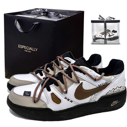 Nike Кроссовки для скейтбординга Full Force Wilderness, Box, Boyfriend, износостойкие, низкие, мужские, цвет "белый кофе" fb1362-101(team307-旷野礼盒） | white coffee