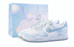Nike Кроссовки Air Force 1 Drippy Ocean's Heart Cushioning Low Top для скейтбординга, мужские, светло-синие fj4146-100(team889-海洋之心) | light blue