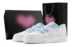 Nike Низкие износостойкие кроссовки для скейтбординга Court Vision Blue Snake Ash, Heart Box, светло-голубые hm9862-002(team773-蓝蛇灰烬-爱心礼盒) | light blue