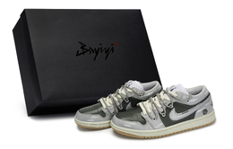 Jordan Баскетбольные кроссовки Air 1 Vintage, низкие, мужские, серые/белые/зеленые 553558-146(team80-男款八号球s-box) | gray white green