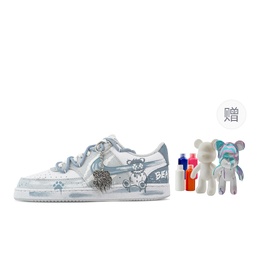 Nike Кроссовки для скейтбординга Court Vision Street Bear Trail, Fluid Bear, износостойкие, низкие, мужские, серо-синие hm9862-002(team773-街头熊迹-流体熊) | gray blue (giveaway)