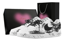 Nike Кроссовки Court Vision 1 Skeleton, Heart Box, износостойкие, низкие, для скейтбординга, мужские, черные, белые dh2987-101(team529-骷髅-爱心礼盒) | black white
