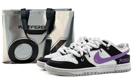 Nike Кроссовки для скейтбординга Dunk EIGHT% Xoxo с амортизацией, износостойкие, низкие, мужские, черные, белые, фиолетовые dv0831-101(team131-xoxo紫) | black white purple