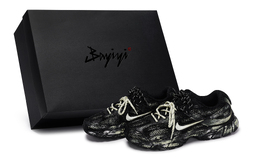 Nike Кроссовки для бега V5 RNR с низким верхом, устойчивые к истиранию, мужские, черно-серебристые hj5228-001(team80-暗影之刃米黄s-box) | black silver beige yellow