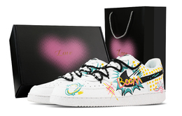 Nike Кроссовки Court Vision 1 Pope Arts, Heart Box, износостойкие, низкие, для скейтбординга, мужские, белые, желтые, голубые dh2987-101(team529-波普艺术-爱心礼盒) | white yellow cyan