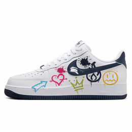 Nike Кроссовки Air Force 1 для скейтбординга, износостойкие, белые, мужские fj4146-104(team10-爱心涂鸦) | white