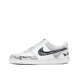 Nike Кроссовки для скейтборда Court Vision 1 с противоскользящим покрытием, мужские, белые, серые dh2987-110（team309-蛇舞乾坤qd） | white gray