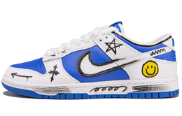 Nike Кроссовки для скейтбординга Dunk износостойкие, низкие, мужские, белые, синие dd1391-401(teamf-笑脸涂鸦) | white blue