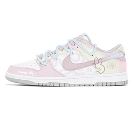 Nike Кроссовки для скейтбординга Dunk, износостойкие, низкие, мужские, белые, розовые dd1391-103(team778-哈喽小兔) | white pink