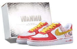 Nike Кроссовки Air Force 1 Golden Snake Welcoming Wealth с нескользящей подошвой, износостойкие, мужские, для скейтбординга, красные, белые cw2288-111（team144-金蛇迎财） | red white