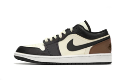 Jordan Баскетбольные кроссовки Air 1 Low Mocha Panda Shock Absorbers, низкие, винтажные, мужские, черные, белые, коричневые 553558-132(team1142-摩卡熊猫) | black white brown