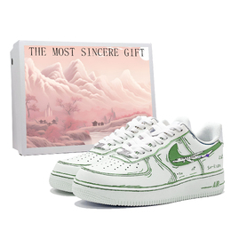 Nike Кроссовки Air Force 1 для скейтбординга, износостойкие, белые, зеленые, мужские cw2288-111(team631-绿光飞机) | white green