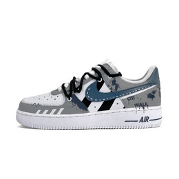 Nike Низкие противоскользящие и износостойкие кроссовки для скейтбординга Air Force 1 Coverage, мужские, белые, серые cw2288-111（team660-全城警戒) | white gray