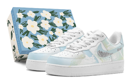 Nike Кроссовки Air Force 1 с противоскользящим износостойким низким верхом для скейтборда, мужские, сине-зеленые cw2288-111(teams2-青瓷蛇麟男s-box) | blue green