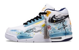Nike Баскетбольные кроссовки Flight Legacy Ink Feather And Smoke с противоскользящим эффектом, винтажные, среднего размера, мужские, белого и синего цветов bq4212-102(team422-墨羽云烟) | white blue
